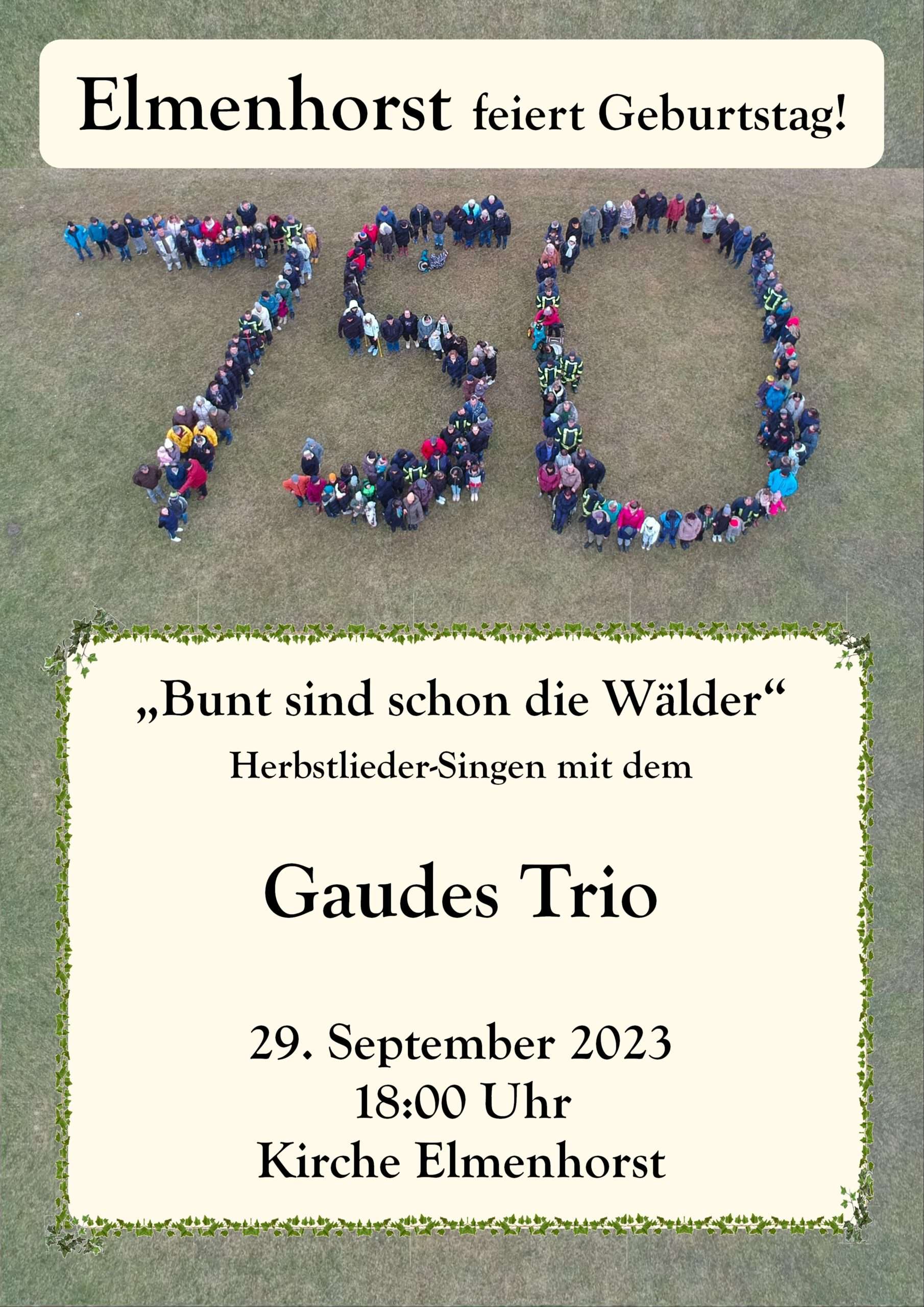 Herbstlieder-Singen mit dem

Gaudes Trio

29. September 2023
18:00 Uhr
Kirche Elmenhorst